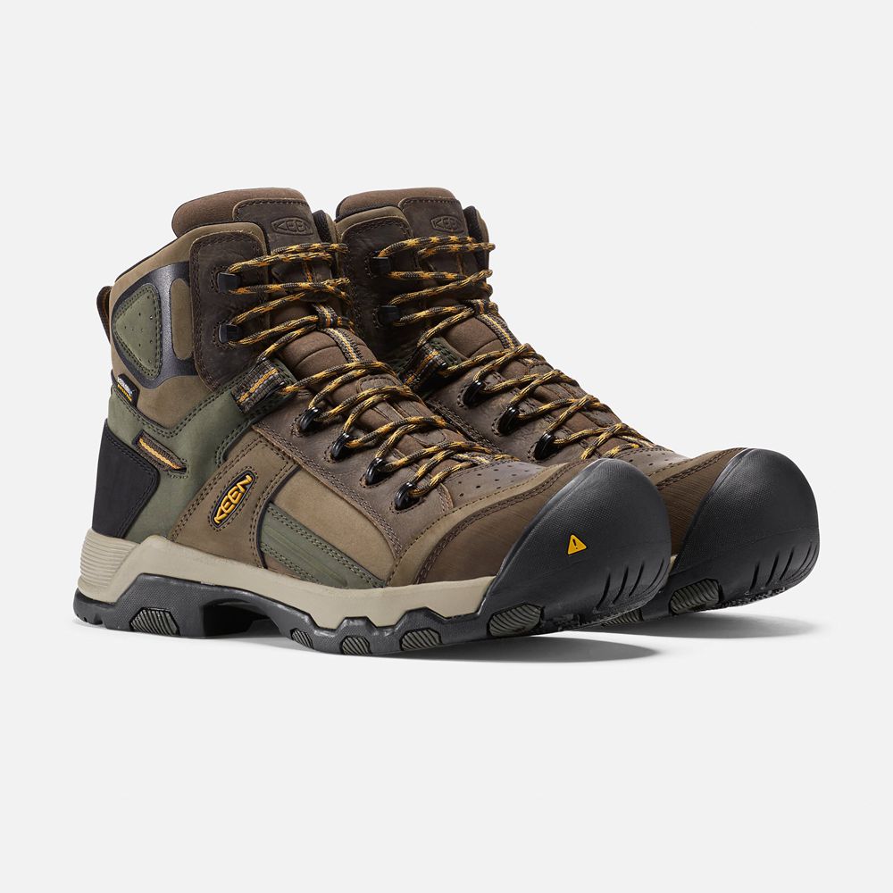 Keen Trekking Bot Erkek Kahverengi - Davenport Al Waterproof Mid (Composite Toe) - Türkiye PAMQ98204